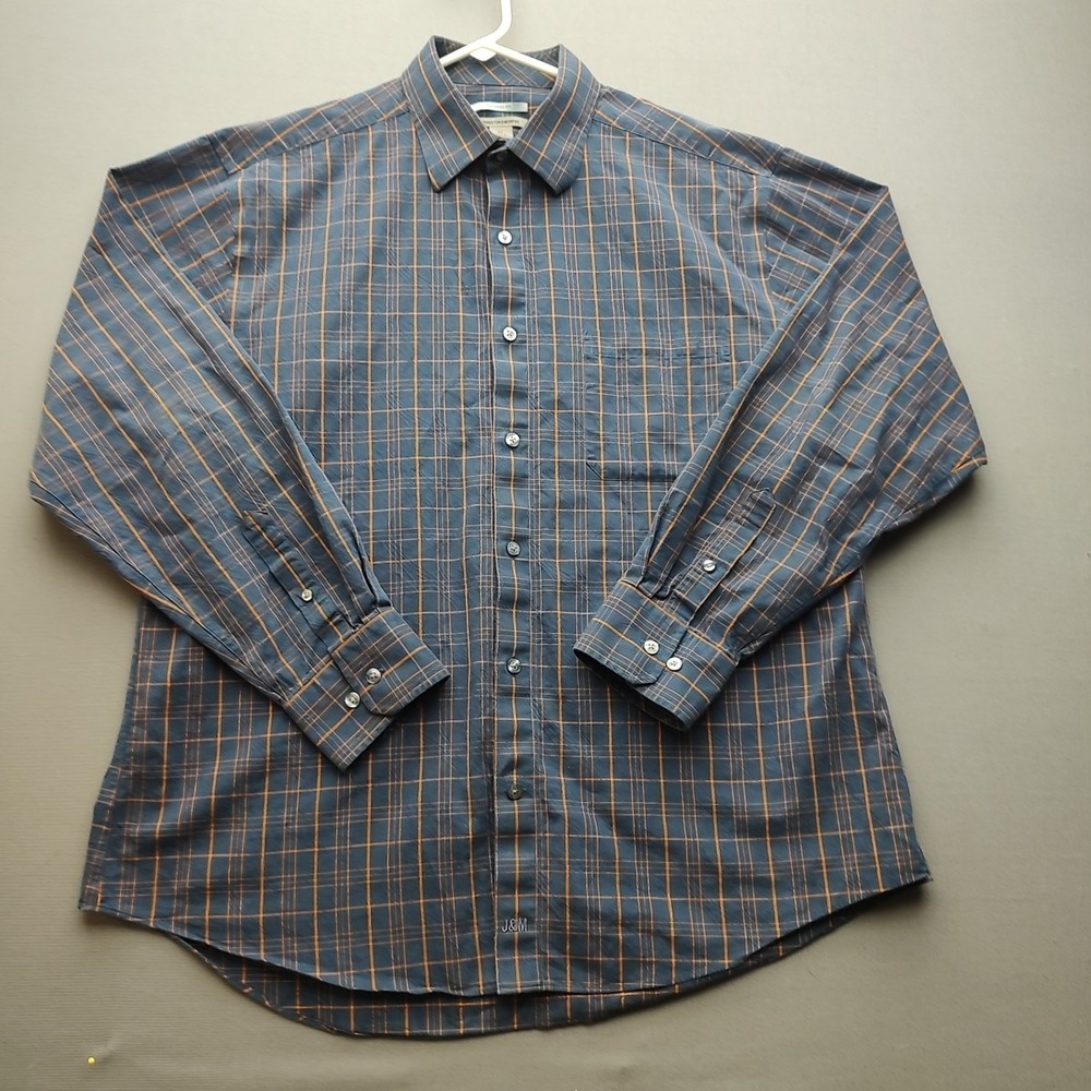 Johnston Murphy Tailored Fit Multicolored Plaid Button Up Shirt Long Sleeve XL